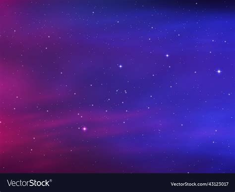 Night Blue Starry Sky Purple Galaxy Background Vector Image