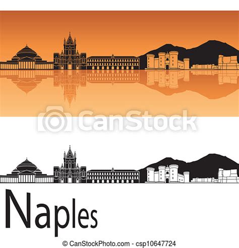Naples Skyline In Orange Background In Editable Vector File Canstock