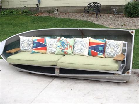Repurpose An Aluminum Boat Into An Xl Sofa Beach Style Patio