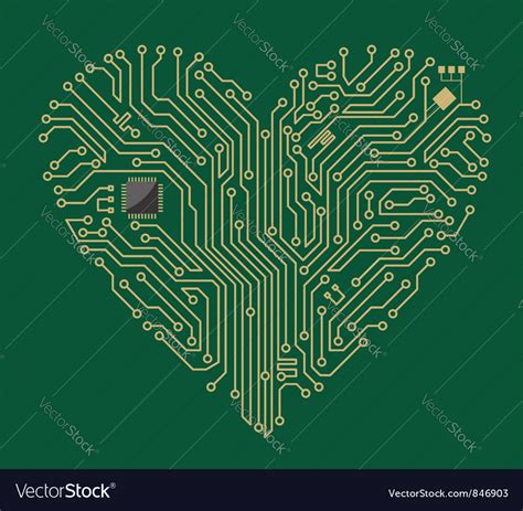Motherboard Computer Heart Royalty Free Vector Image