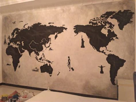 Lukisan Peta Dunia Wallpaper Dinding Peta Dunia Mural Dinding Cafe