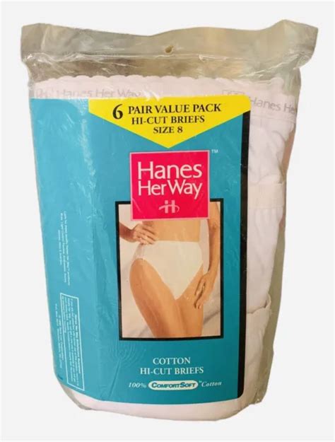 Vintage Hanes Her Way Cotton Hi Cut Briefs Pack Comfort Soft