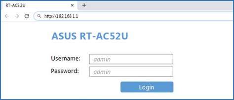 ASUS RT-AC52U - Default login IP, default username & password