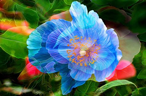 Blue Flower Painting Hd Artist 4k Wallpapers Images Backgrounds