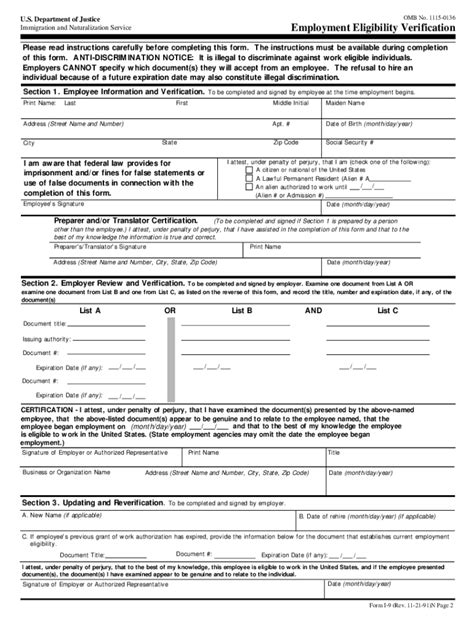 Irs Form I 9 Fillable Pdf Printable Forms Free Online