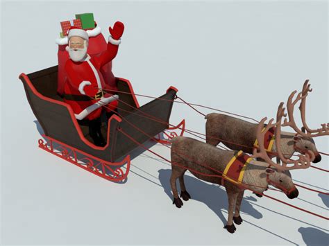 Santa Sleigh Reindeer 3d Model Realtime 3d Models World