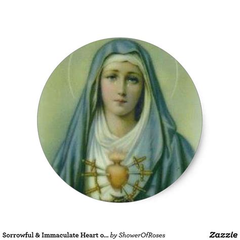 Sorrowful And Immaculate Heart Of Virgin Mary Classic Round Sticker