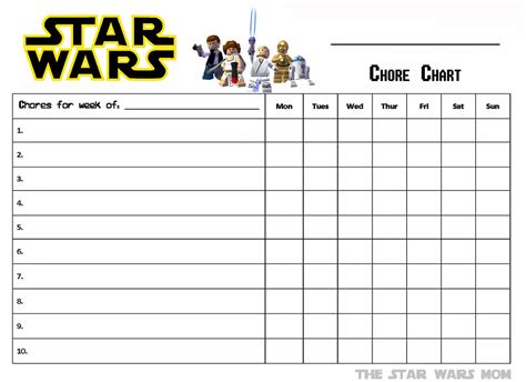 Lego Star Wars Free Printable Chores Chart The Star Wars Mom