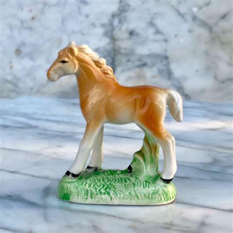 Vintage Porcelain Horse Colt Painted Figurine Made In Japan Etsy
