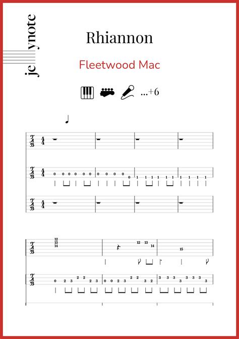 fleetwood mac rhiannon bass and guitar sheet music jellynote