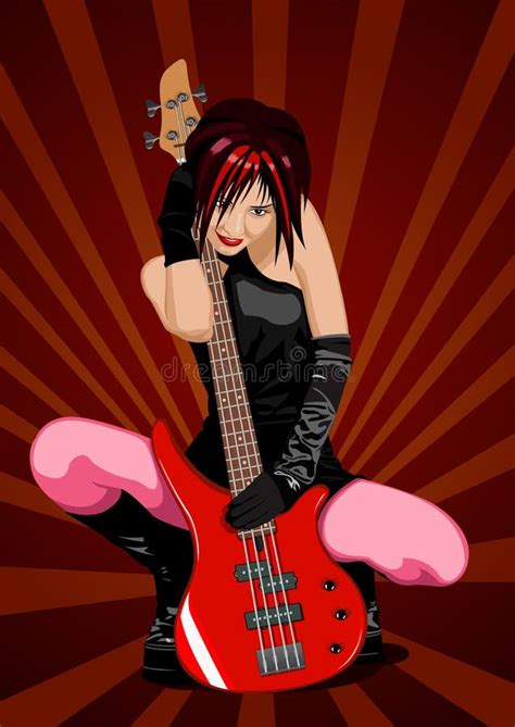 Rock Star Girl Playing Guitar Stock Vector Illustration Of People