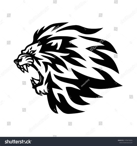 Angry Lion Head Roaring Logo Template Stock Vector Royalty Free