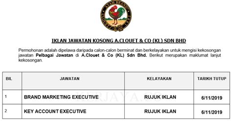 Infineon technologies (malaysia) sdn bhd free trade zone batu berendam 75350 melaka. Permohonan Jawatan Kosong A.Clouet & Co (KL) Sdn Bhd ...