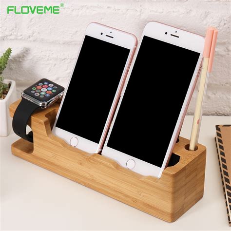 Floveme Hot Genuine Wooden Charging Dock Phone Holder Stand Mobile