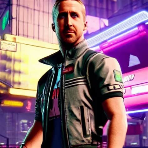 Ryan Gosling In The Game Cyberpunk 2 0 7 7 As A Stable Diffusion