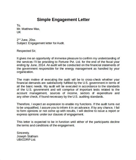 9 Sample Engagement Letters To Download Sample Templates