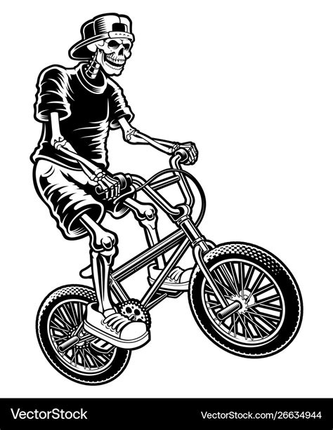 A Skeleton On Bike Royalty Free Vector Image Vectorstock