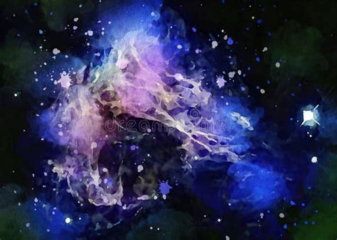 Watercolor Galaxy Nebula Background Stock Illustration Illustration