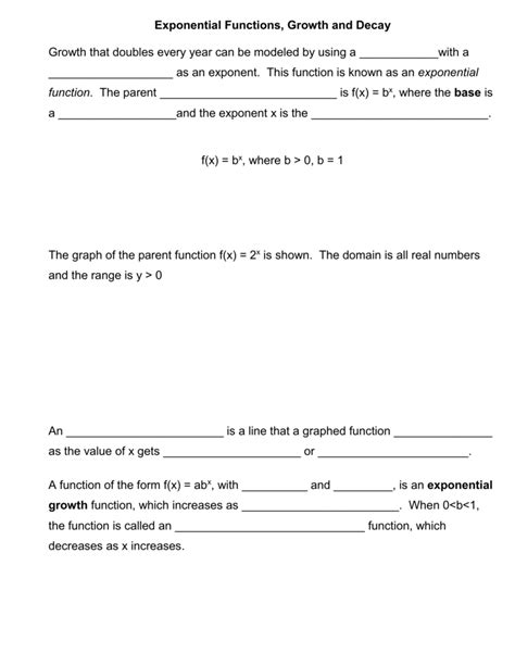 Exponential Growth And Decay Worksheet