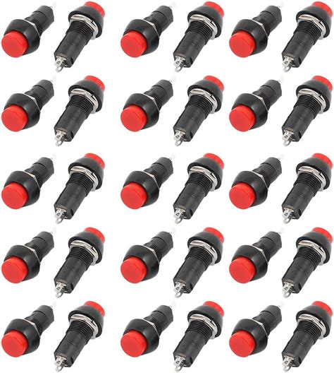 Sourcingmap 30 Pcs 250v 3a 2 Terminal Spst Onoff Momentary Red Push