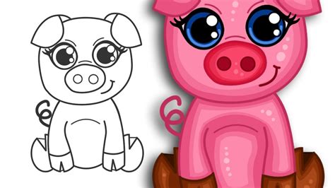 How To Draw A Super Cute Cartoon Pig Step By Step Drawing Youtube
