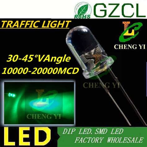 Epistar Chip 503 505nm Pure Green Traffic Light Led Diode 5mm Ultra