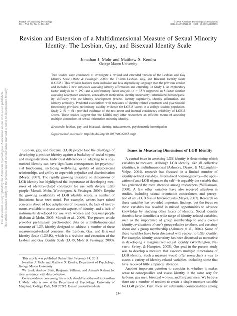 Revision And Extension Of A Multidimensional Measure Of Sexual Minority Identity The Lesbian