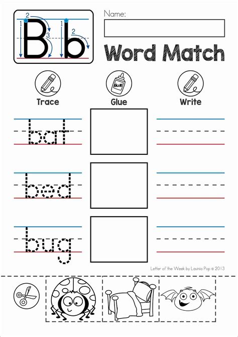 Free Phonics Letter Of The Week B Word Match Cut And Paste