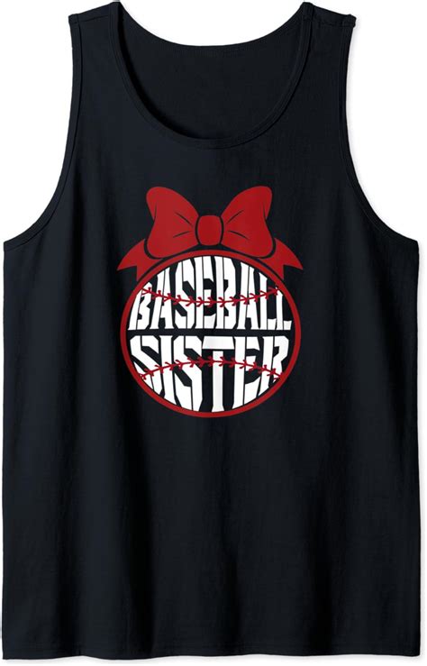 Adorable Baseball Sister With Bow And Ball For Team Siblings Tank Top Clothing