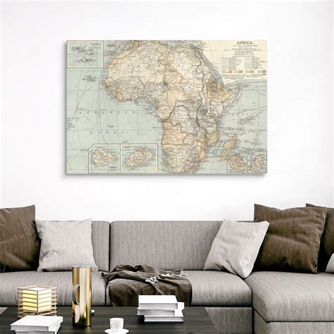 Africa Vintage Map Canvas Wall Art Print Map Home Decor Ebay