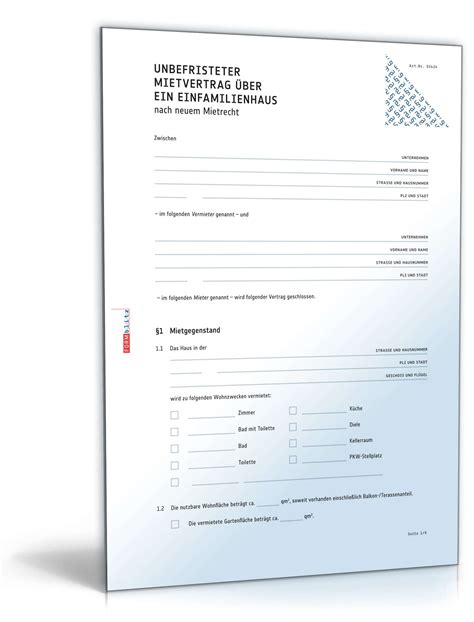 Einen mietvertrag für ein haus (z.b. Mietvertrag Einfamilienhaus: Muster als PDF & DOC downloaden