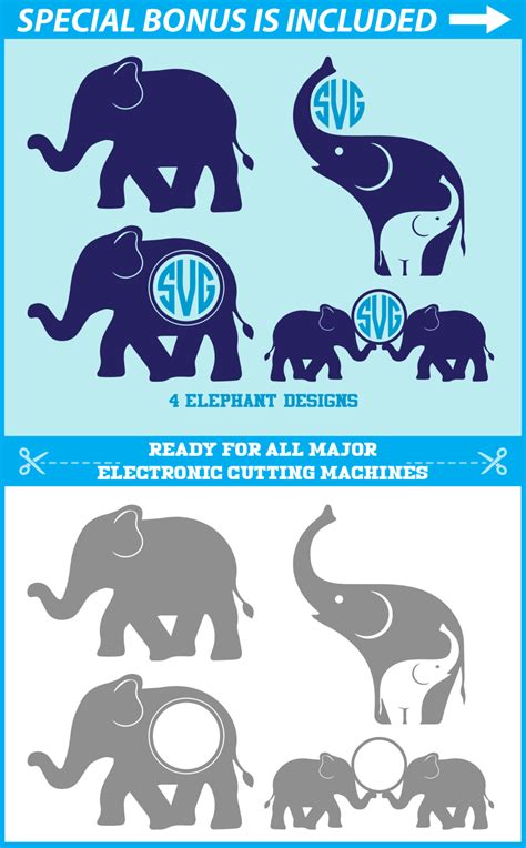 Elephant Svg Cut Files 4 Designs Special Ts Copy