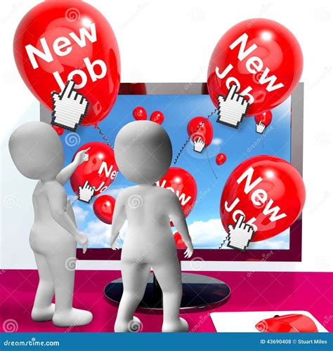 New Job Balloons Show Internet Congratulations For New Jobs Stock