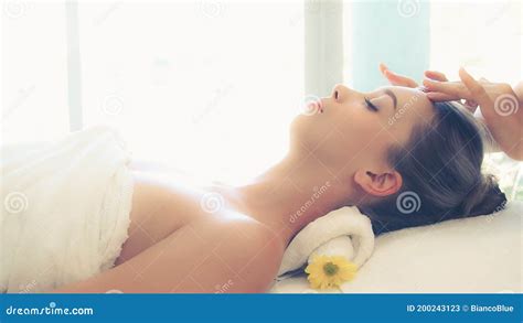 Woman Gets Facial And Head Massage In Luxury Spa Stock Image Image Of Face Nature 200243123