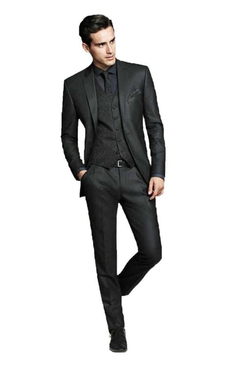 Mens Black Groom Tuxedos Business Best Man Slim Fit Formal Wedding Suit Custom Made At Amazon