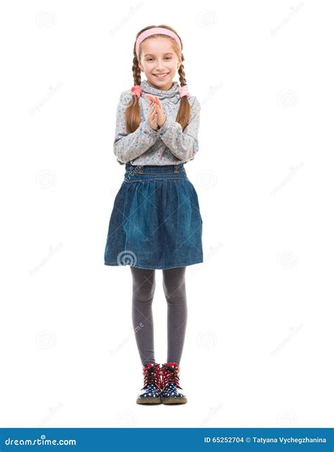 Cute Little Girl Standing And Rubbing Her Hands Stock Photo Image Of