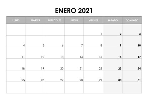 Calendario Enero 2021 Para Imprimir Pdf Calendario Faldilla Numeros