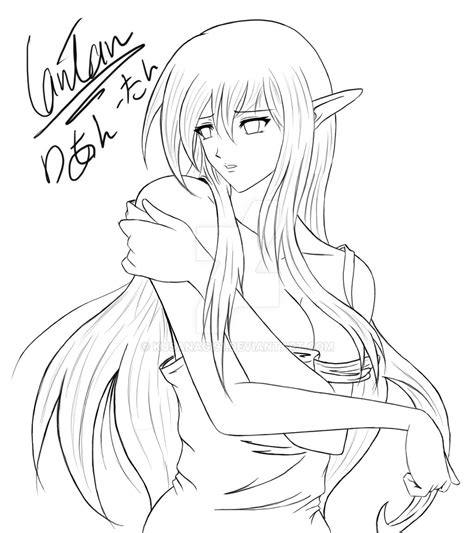 Anime Girl Drawing Ps Lineart By Kusanagi91 On Deviantart