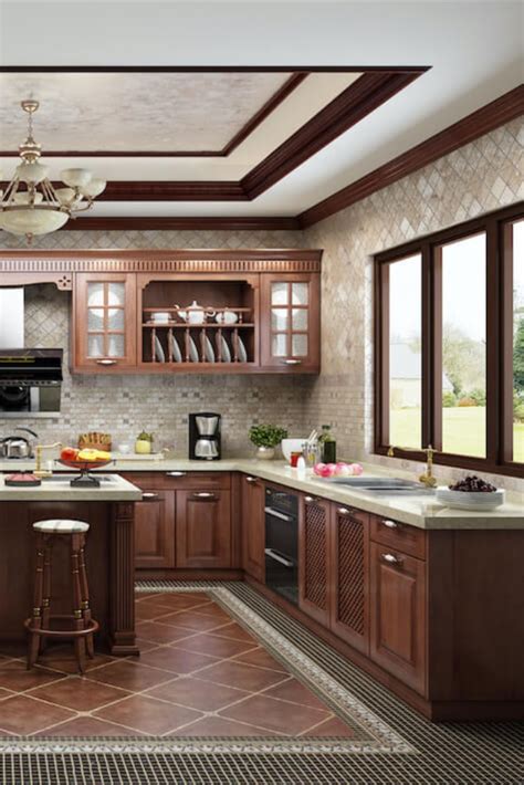 Walnut Cabinets With White Countertops