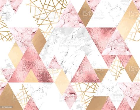 Seamless Geometric Pattern With Metallic Lines Rose Gold