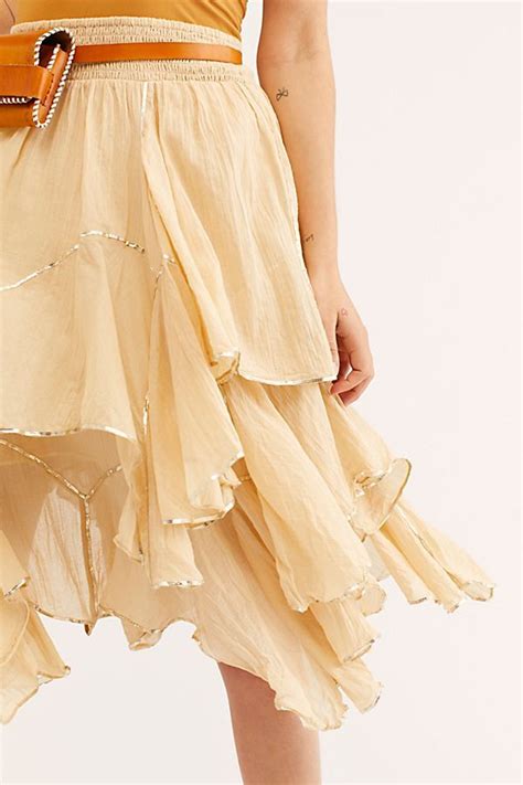 Handkerchief Ruffle Midi Skirt Midi Skirt Skirts Hankerchief Skirt