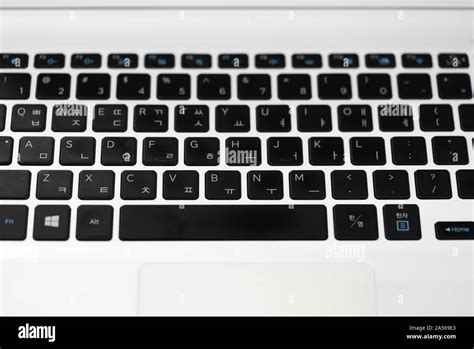 Close Up View Of Korean And English Keyboard Windows Laptop Keyboard