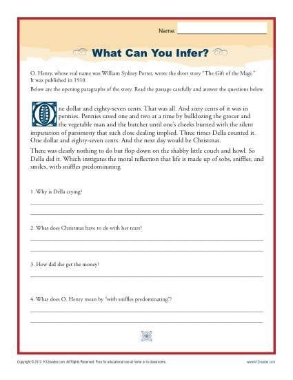 5th Grade Main Inferences Worksheet