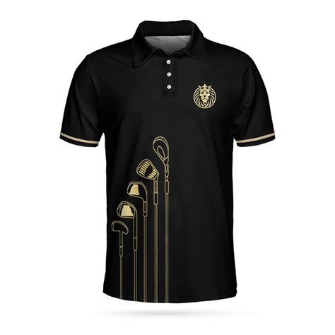 Aio Pride Live Like A King Playing Golf Black And Gold Polo Shirt Lux