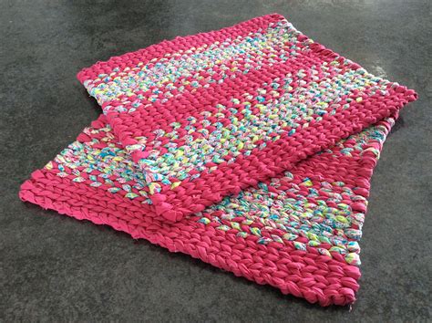 Handwoven Rag Rug Placemats Bright Pink And Pastels Ready To Etsy Rag