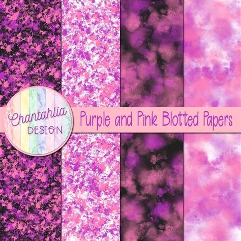 Free Purple And Pink Digital Papers With Blotted Designs