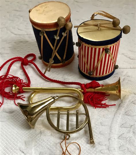 4 Music Instrument Ornaments Drum Ornament Brass French Etsy