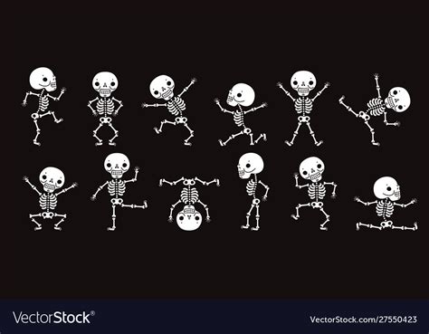 Dancing Skeletons Cute Halloween Skeleton Dancers Vector Image