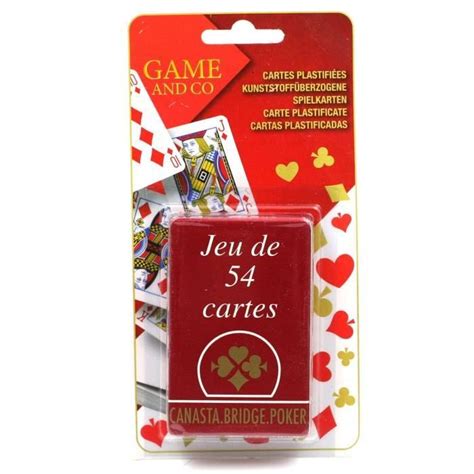 Jeu De 54 Cartes Plastifiées Paquet Rouge Cdiscount Jeux Jouets