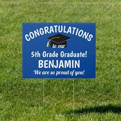 Congratulations 5th Grade Graduation Blue Yard Sign
